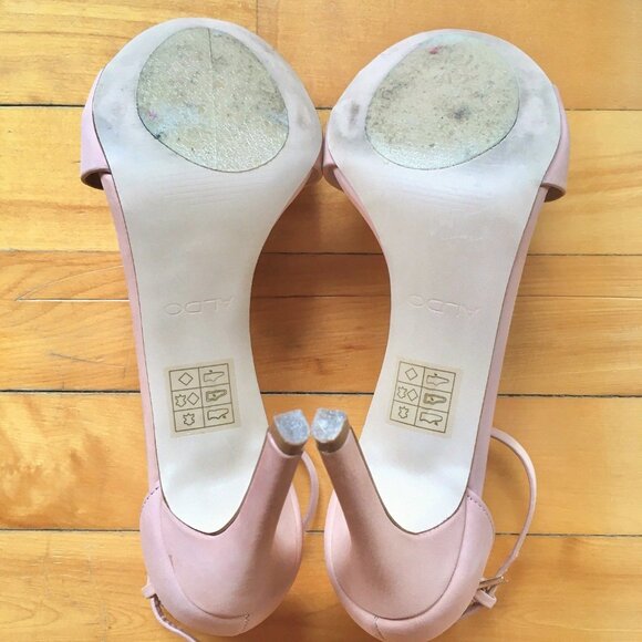 Aldo Light Pink Leather Stiletto High Heel Sandals - Picture 4 of 5